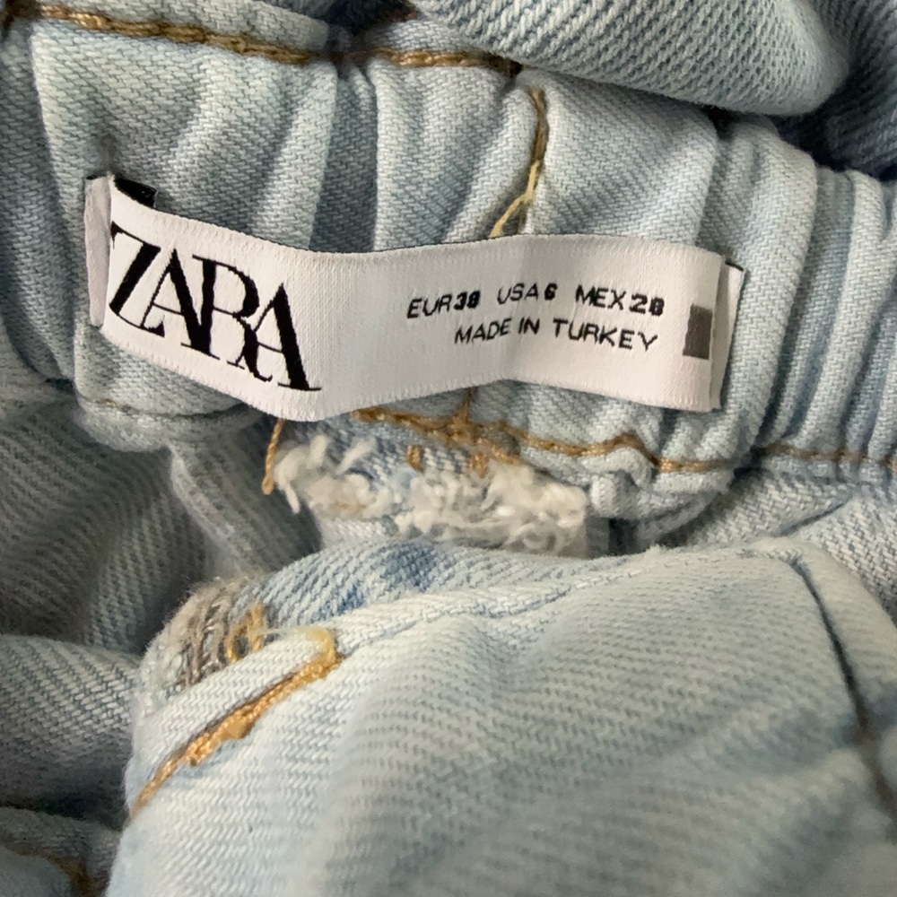 Zara High Rise Paper Bag Mom Shorts 6 - Picture 4 of 5